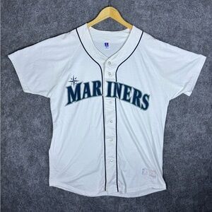 Vintage Seattle Mariners Russell Athletic Made in USA White Jersey Size XL